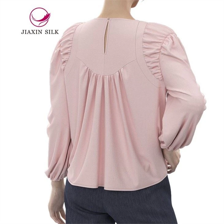 Pink Silk Blouse With Puff Sleeves suppliers